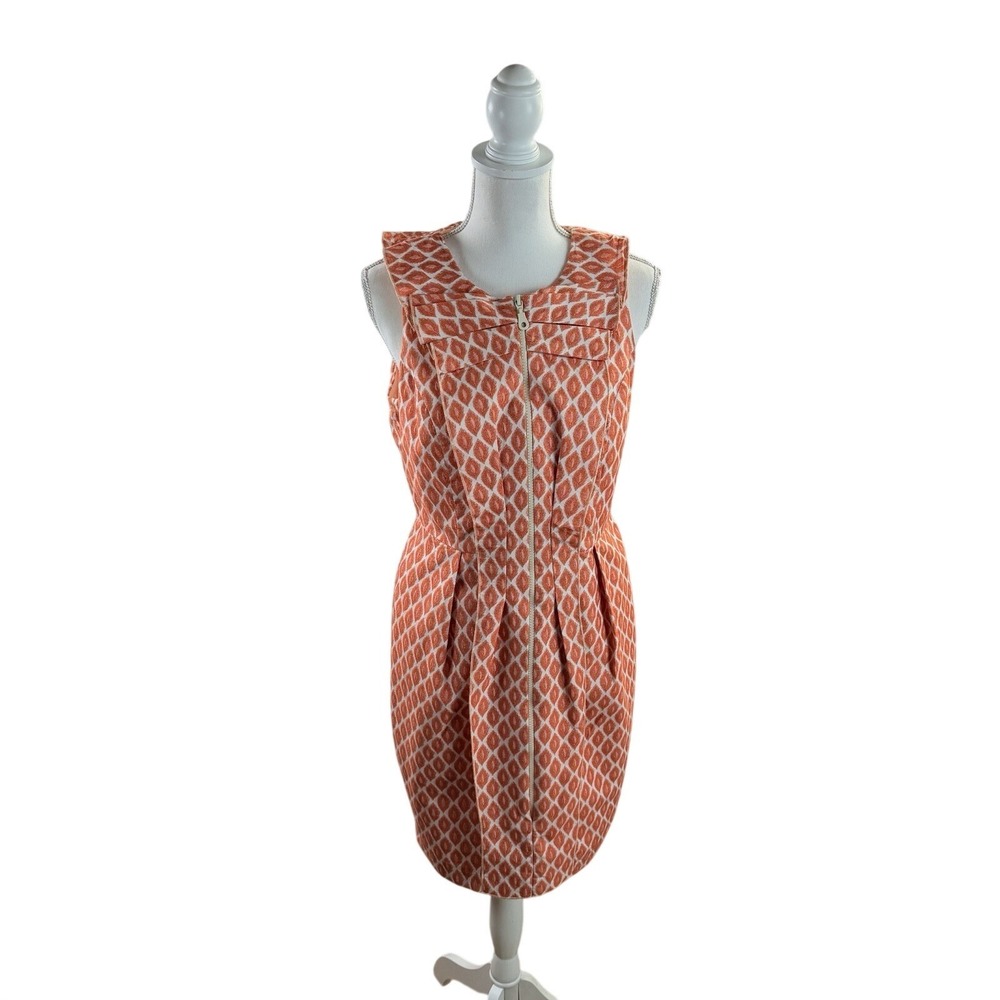 Eva Franco Orange and White Sleeveless Dress